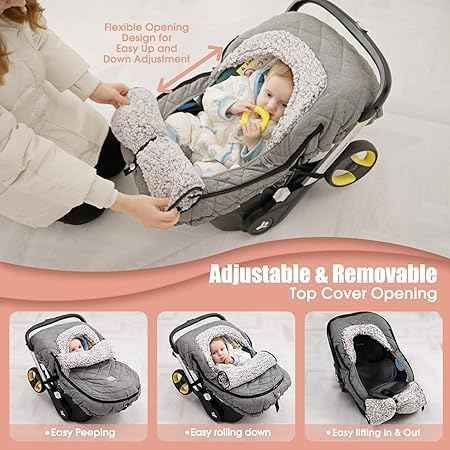ACRABROS Car Seat Cover Baby: Winter Infant Carseat Canopy for Boy Girl Newborn,