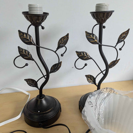 Touch Lamps for Nightstand Set of 2, Stripe Glass Shade Blossoming Bedside Lamp