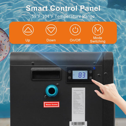 DOEL Mini Swimming Pool Heat Pump, 17100 BTU Electric Pool Heater & Chiller for Above Ground Pools & Spas, 115V, 45 dB