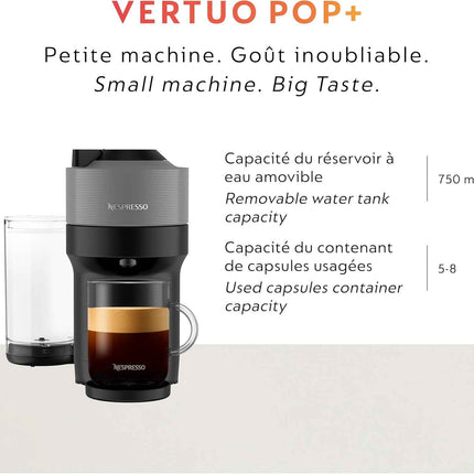 Nespresso Vertuo Pop+ Single Serve Coffee and Espresso Machine by Breville, Dark
