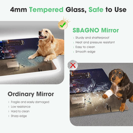 S·BAGNO 47.2''x27.2'' LED Bathroom Mirror with Lights, Bathroom Vanity Wall Mirr