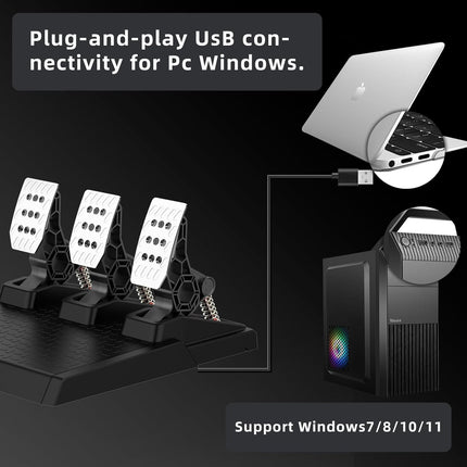 DOYO Racing Wheel Pedals, PC Gaming Steering Wheel Pedal Set, Swappable Springs,