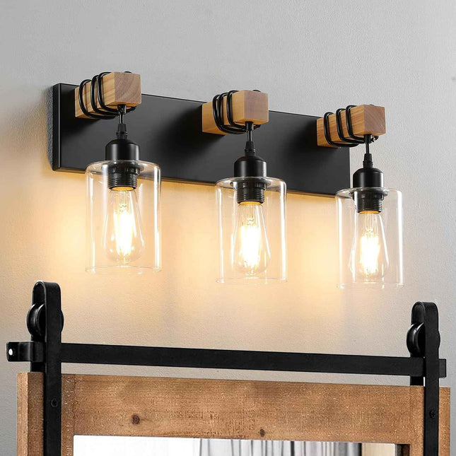 (INCOMPLETE) Black Vanity Light Fixture,3 Light Farmhouse Bathroom Light Over Mi