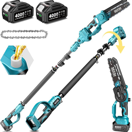 SEESII 2-in-1 Cordless 8 Inch Pole Saw & Mini Chainsaw with 2 Batteries