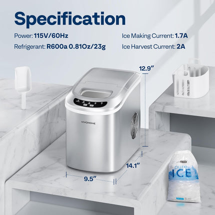 VIVOHOME Electric Portable Compact Countertop Automatic Ice Cube Maker Machine w