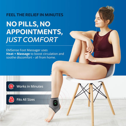 EMSense Triple Therapy Foot Massager | 3 in 1 Cordless & Portable Massager with