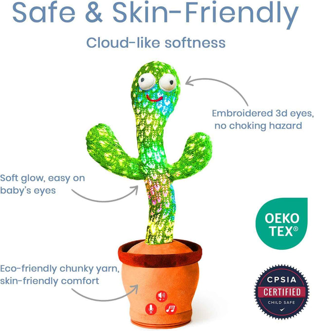 Talking Dancing Cactus Plush Toy for Baby Toddler - Volume Adjustable Mimicking
