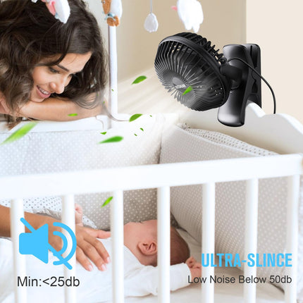 BESKAR USB Powered Clip on Fan, Portable Small Fan with Cord, 3 Speeds
