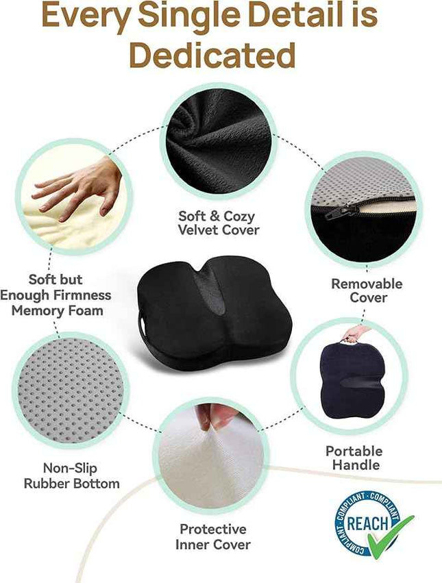 Travel Ease Memory Foam Seat Cushion, Butterfly-Shape Seat Cushion for Long Hour