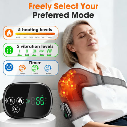 Cordless Shoulder Heating Pad, Heated Shoulder Brace with 4 Vibration Motors, En