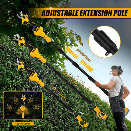 (Tool Only) Cordless Electric Pruning Shears with Telescopic Pole for DeWalt 20V