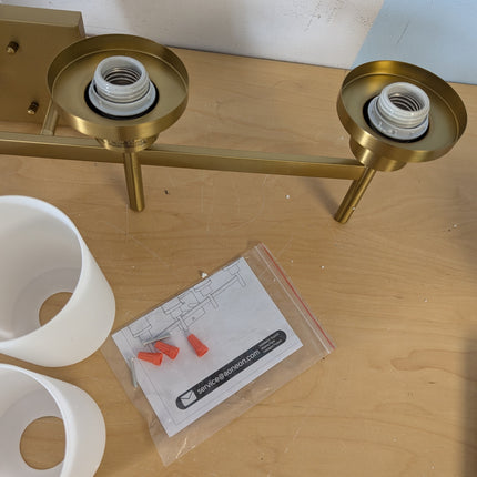 AONEON Wall Light Fixtures 4-Light Over Mirror, Gold Vanity Lights with White Fr