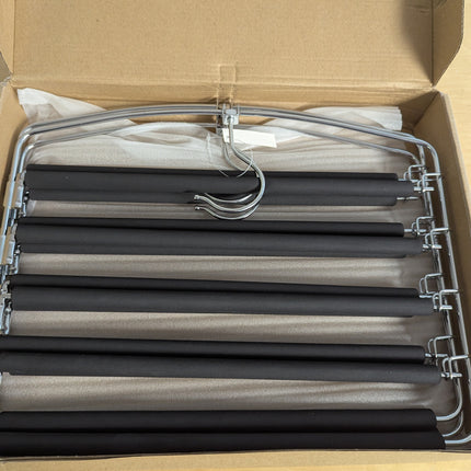 SONGMICS Trouser Hanger, Set of 3 Metal Clothes Hangers, Multiple Levels, Space