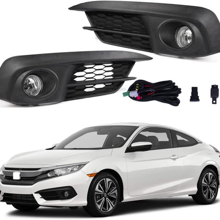 BestParts Fog Lights Kit for Honda Civic 2016-2018, Yellow Halogen 12V 35W with Covers, Wiring & Switch, DOT/SAE Legal