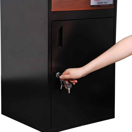 POST2HOME Metal Parcel Drop Box Outdoor, Secure Free Standing Package Delivery Box for Porch, Flat Pack Easy Assembly Postbox