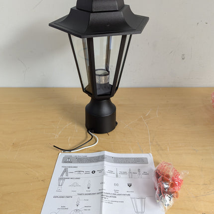 WISBEAM Outdoor Post Light, E26 Pole Lantern with Aluminum Housing & Glass, 60W Max, Wet Rated, Black Rustic