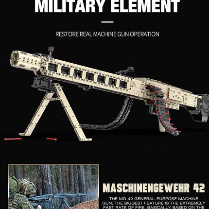 Reobrix 77006 Technic MG42 Building Blocks Set, Made of Clamp Blocks with 1886 P