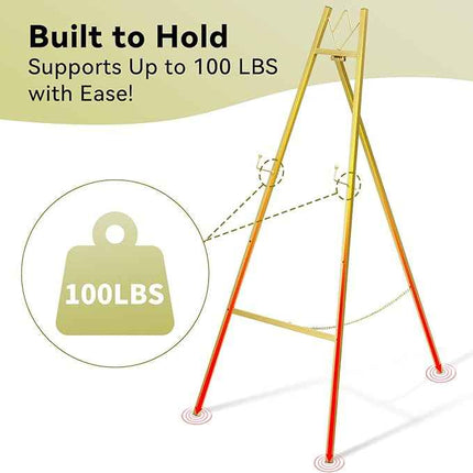 GRENTY Gold Easel Stand for Wedding Signs – No Assembly Needed, Heavy Duty Metal