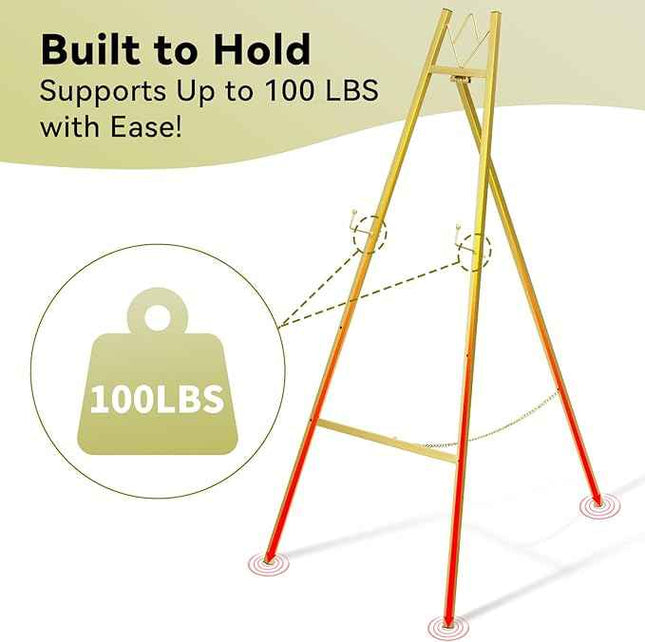 GRENTY Gold Easel Stand for Wedding Signs – No Assembly Needed, Heavy Duty Metal