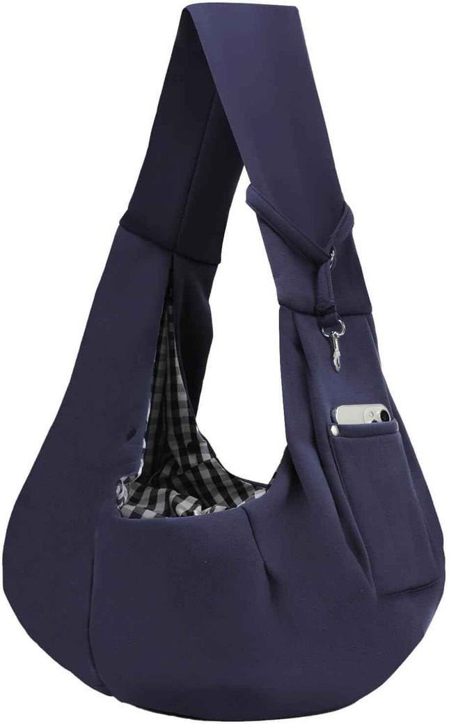 Dog Carrier Sling - Reversible Puppy Carrier Purse with Storage Pocket, Hand-Fre