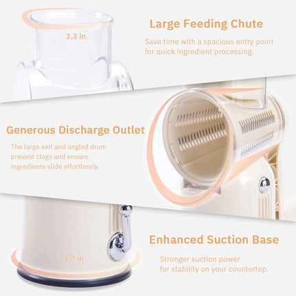 ENERGEVITY Manual Rotary Cheese Grater with Handle, 5 in 1 Replaceable Stainless