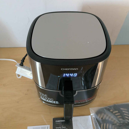 Chefman TurboFry® Touch Air Fryer, XL 8-Qt (7.5L) Family Size, One-Touch Digital Control Presets, French Fries, Chicken, Meat, Fish, Nonstick Dishwasher-Safe Parts, Automatic Shutoff, Stainless Steel