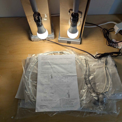 Cinkeda 27" Tall Vintage Table Lamp Set of 2 with USB C+A & Outlet,Gray Nightsta