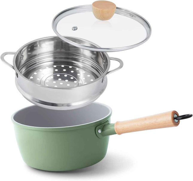 NO STEAMER ROCKURWOK Ceramic Nonstick Sauce Pan, 3 QT Pot with Steamer, Non Toxi