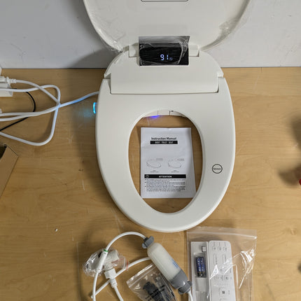 WLJBIDET O80KL Elongated Bidet Toilet Seat with Warm Water Wash & Air Drying, Heated Seat, Remote Control & Nightlight