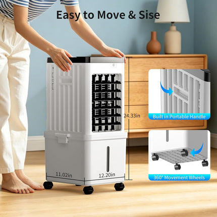 SimerSure 3-in-1 Portable Evaporative Air Cooler with Removable Water Tank, 4 Ice Packs, Timer and Remote Control
