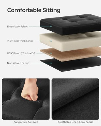 SONGMICS Small Folding Storage Ottoman, Foot Rest Stool, 31 x 41 x 31 cm, 286 kg