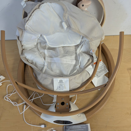Monamii Bluetooth Baby Swing for Infants, 5 Sway Motions, 10 Melodies, Remote Control and Auto-Rocking, Light Beige