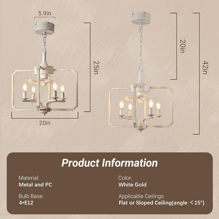 LVYEAYOU Chandelier Ceiling Fan, 20" Farmhouse Fandelier Ceiling Fans with Light