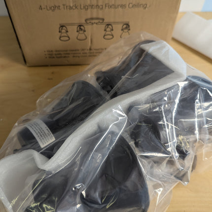 KEESFU 4-Light Track Lighting Kit,Black Semi Flush Mount Ceiling Light with 4 Ro