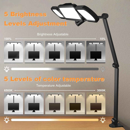 NUERPO LED Desk Lamp with Clamp,Adjustable Swing Arm Desks Lamps for Home Office