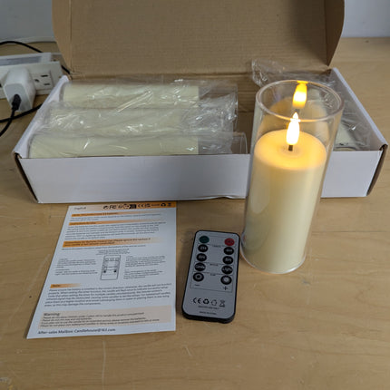 Yeelida Acrylic Flameless Flickering Candles with Remote Control and Timer, Batt