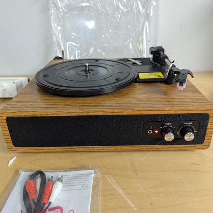 Record Player, FYDEE Vinyl Record Player with Built-in 2 Stereo Speakers, 3-Spee
