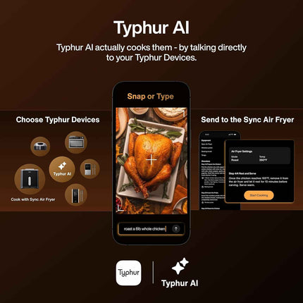 Typhur Sync 8QT Air Fryer with Built-in Wireless Thermometer, 9-in-1 Smart Airfr