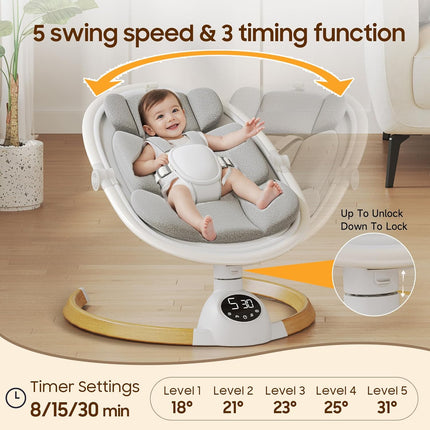 Baby Swing for Infants with Bluetooth Music Speaker & Remote Control - Portable