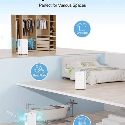 Dehumidifier 25 Pints/Day, Dehumidifier for Basement, Bedroom, with 3 Working Mo