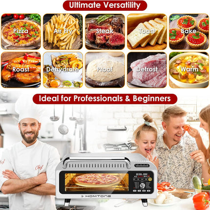 Homtone Pizza Oven Air Fryer Combo, 10-in-1 Electric Countertop Toaster Oven, 19