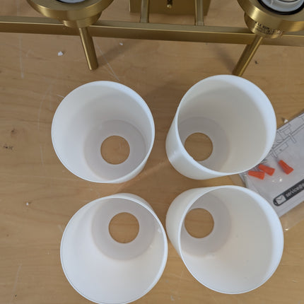 AONEON Wall Light Fixtures 4-Light Over Mirror, Gold Vanity Lights with White Fr