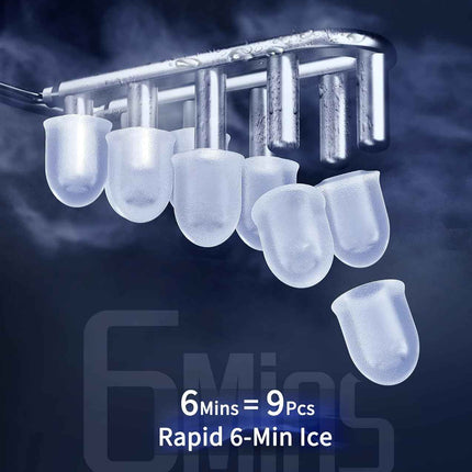 ecozy Portable Ice Maker Countertop, 9 Cubes Ready in 6 Mins, 26.5 lbs in 24 Hou