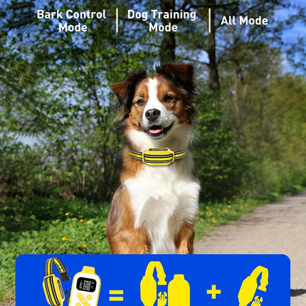 DOGLinsen 2-in-1 Bark and Shock Collar for Dogs, Smart Anti Barking Dog Training