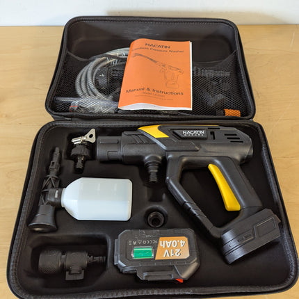 Incomplete — NACATIN 1000 PSI Cordless Pressure Washer, 21V 4.0Ah Brushless