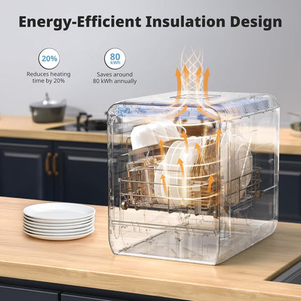 AIRMSEN Narrow Countertop Dishwasher with 5L Water Tank, Portable Dishwasher wit