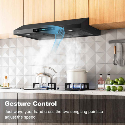 HisoHu 36 Inch Under Cabinet Range Hood with 900-CFM,4 Speed Gesture Sensing&Tou