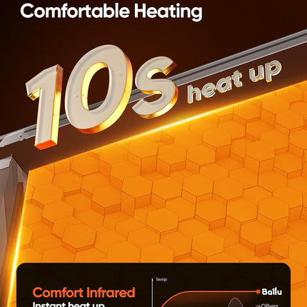 (Black) Ballu Mica Infrared Space Heater Indoor Use,Electric Panel Heater with L