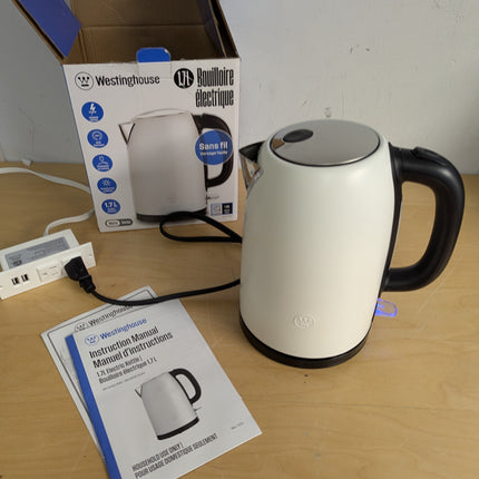 Westinghouse 1.7L Electric Steel Kettle - Matte White, Durable Steel Body Constr