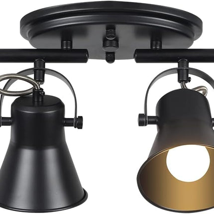 KEESFU 4-Light Track Lighting Kit,Black Semi Flush Mount Ceiling Light with 4 Ro